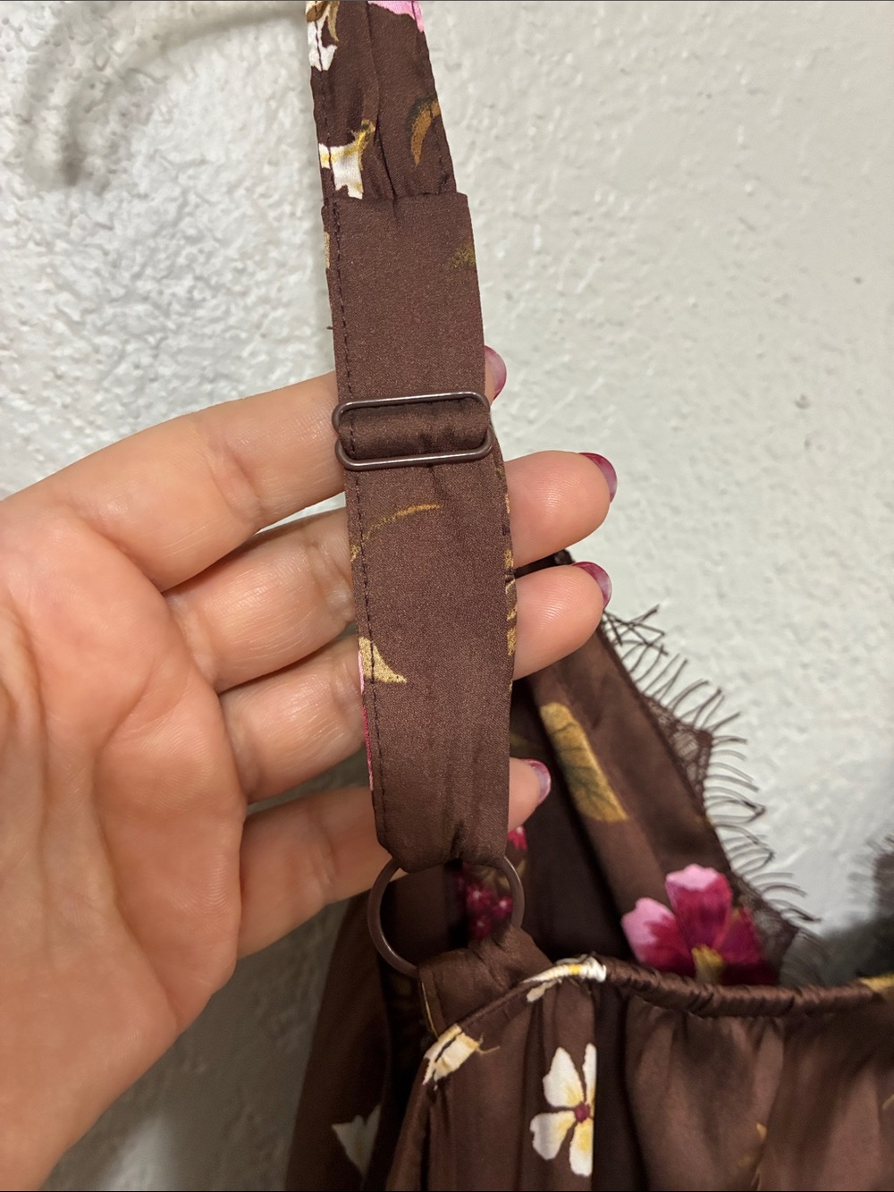 Old Navy Brown Floral Slip Dress with Pink & Cream Flowers - Picture 8 of 10